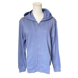 Pact Womens Full Zip Fleece Hoodie Jacket Size L Lavender Organic Cotton Lounge